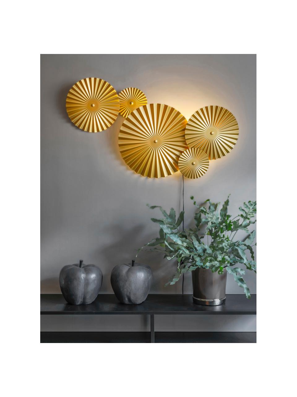 Applique di design con spina Omega, Lampada: metallo ottonato, Ottone, Larg. 70 x Alt. 55 cm