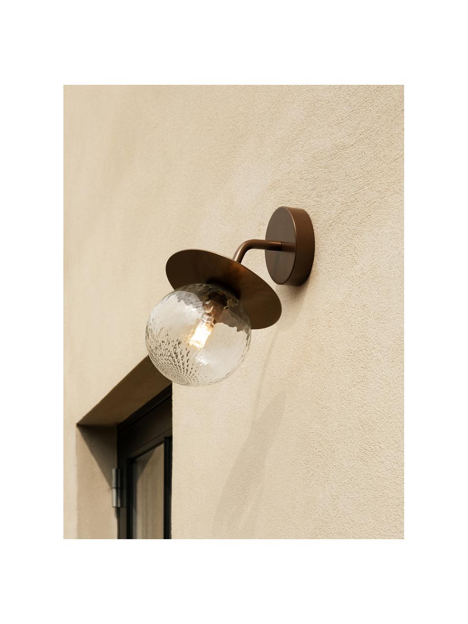 Outdoor wandlamp Liila, Lampenkap: glas, Bruin, transparant, B 17 x H 26 cm
