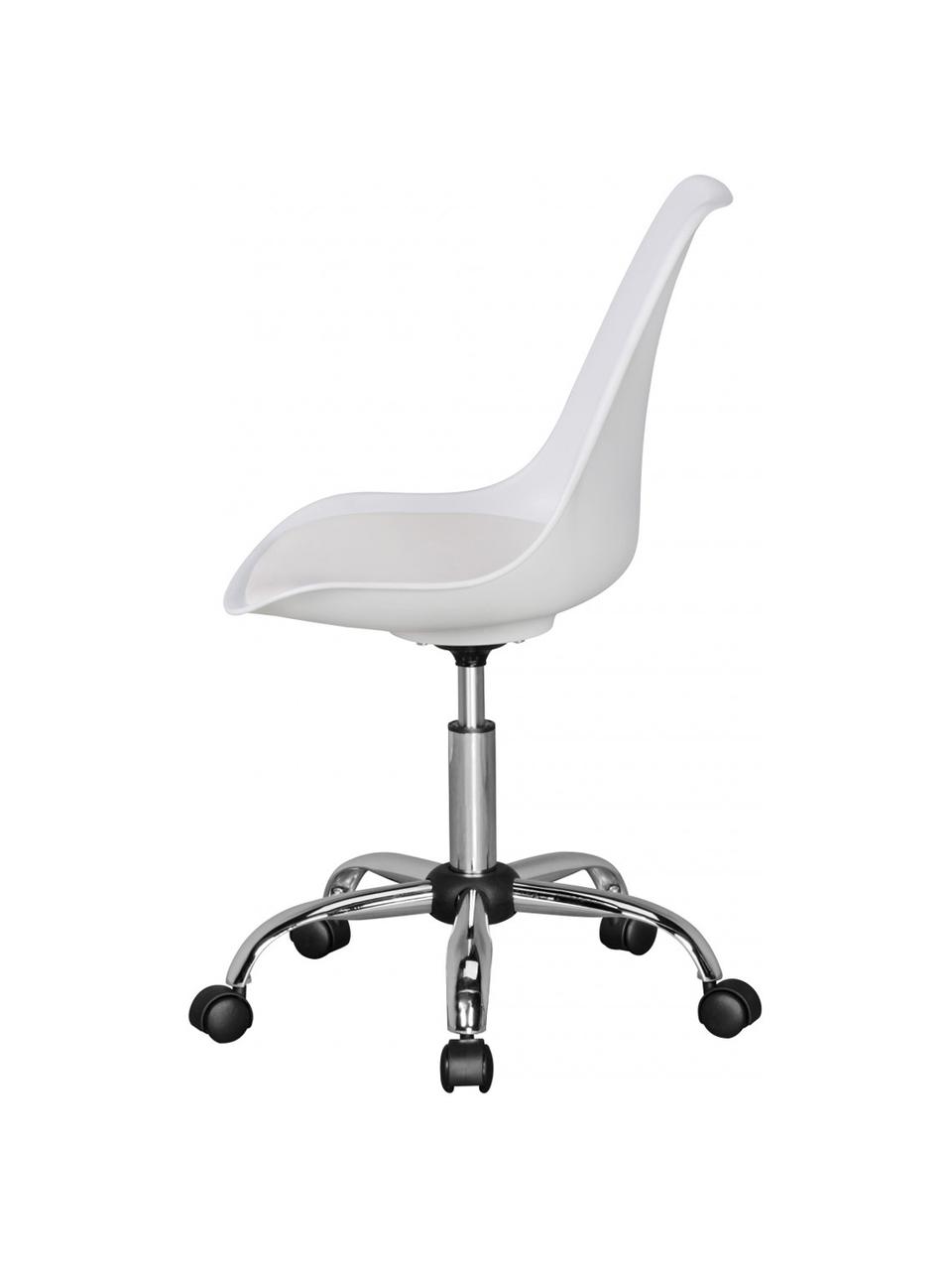 Chaise de bureau rotative avec assise rembourrée Sitz, Blanc, chrome, larg. 47 x prof. 46 cm