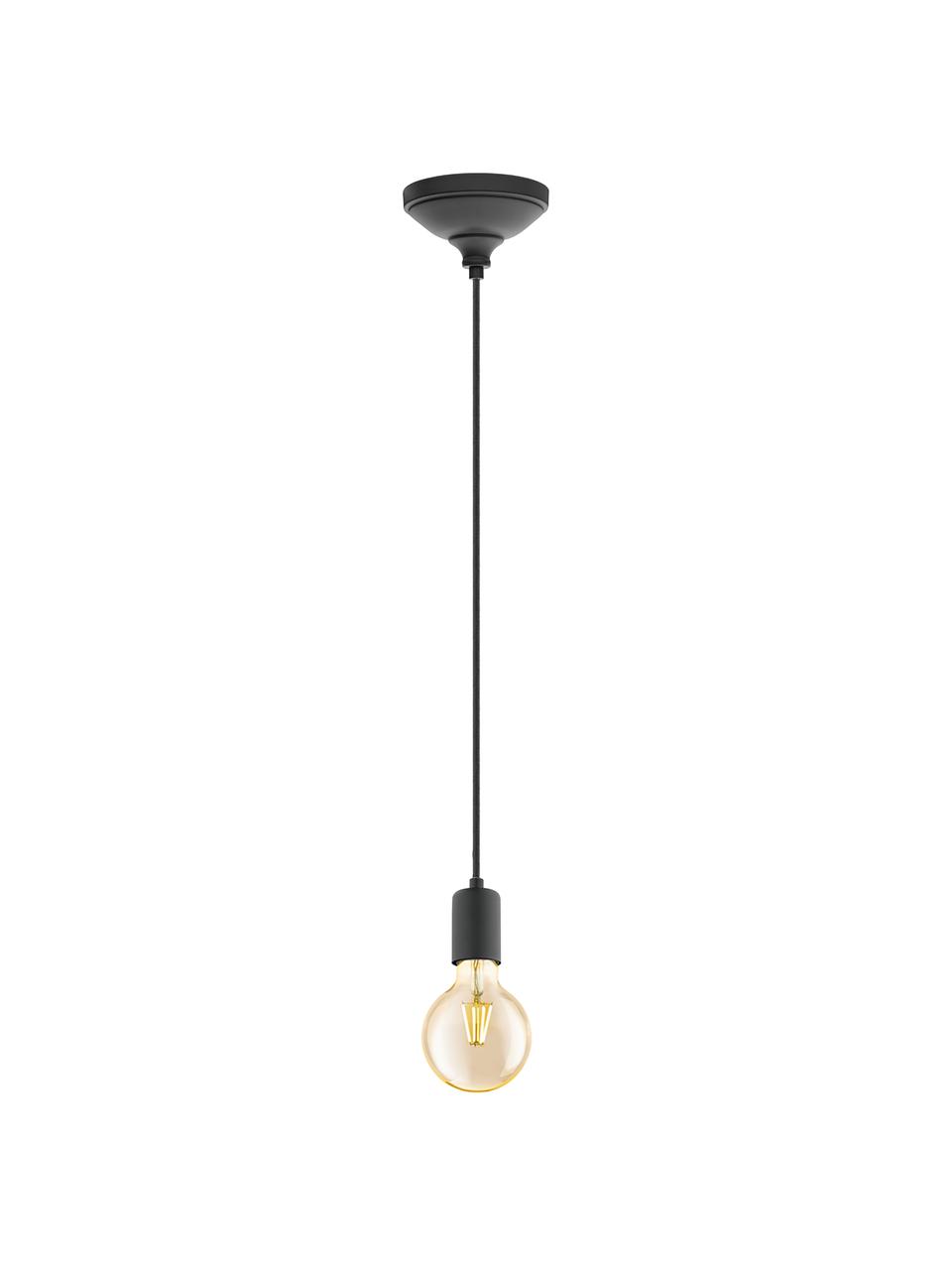 Petite suspension ampoule nue Trey, Noir, Ø 10 x haut. 8 cm