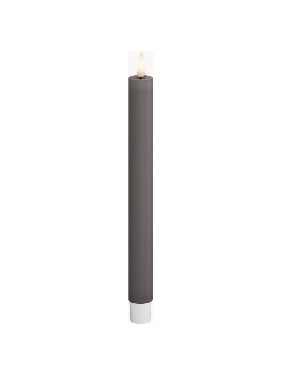 Ręcznie wykonana świeca stołowa LED Real Flame, W 24 cm, 2 szt., Tworzywo sztuczne, wosk z powłoką żywiczną, Ciemny szary, W 24 cm