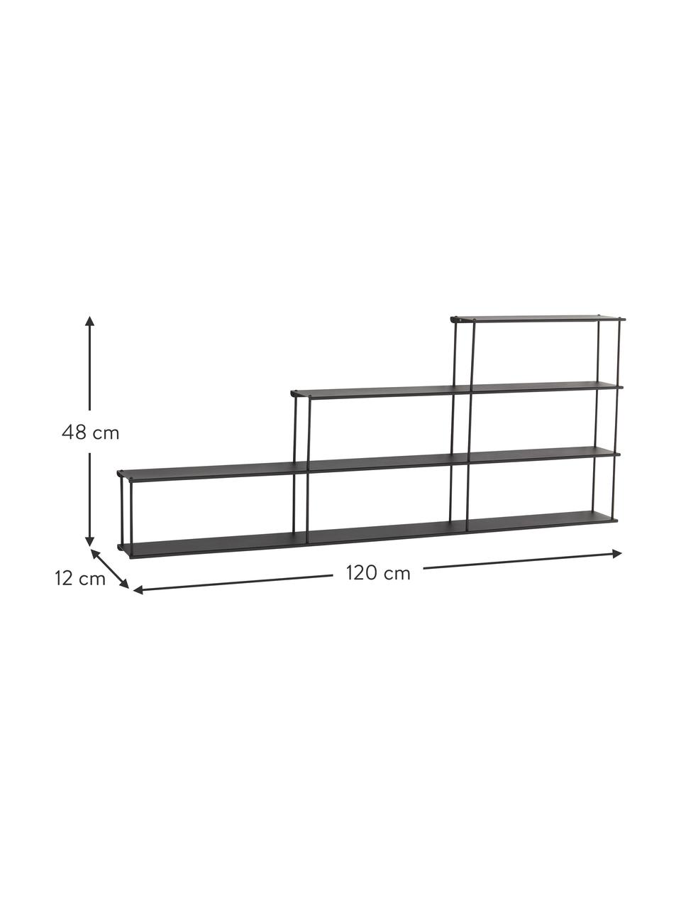 Estante de pared Stairny, Acero con pintura en polvo, Negro, An 120 x Al 48 cm