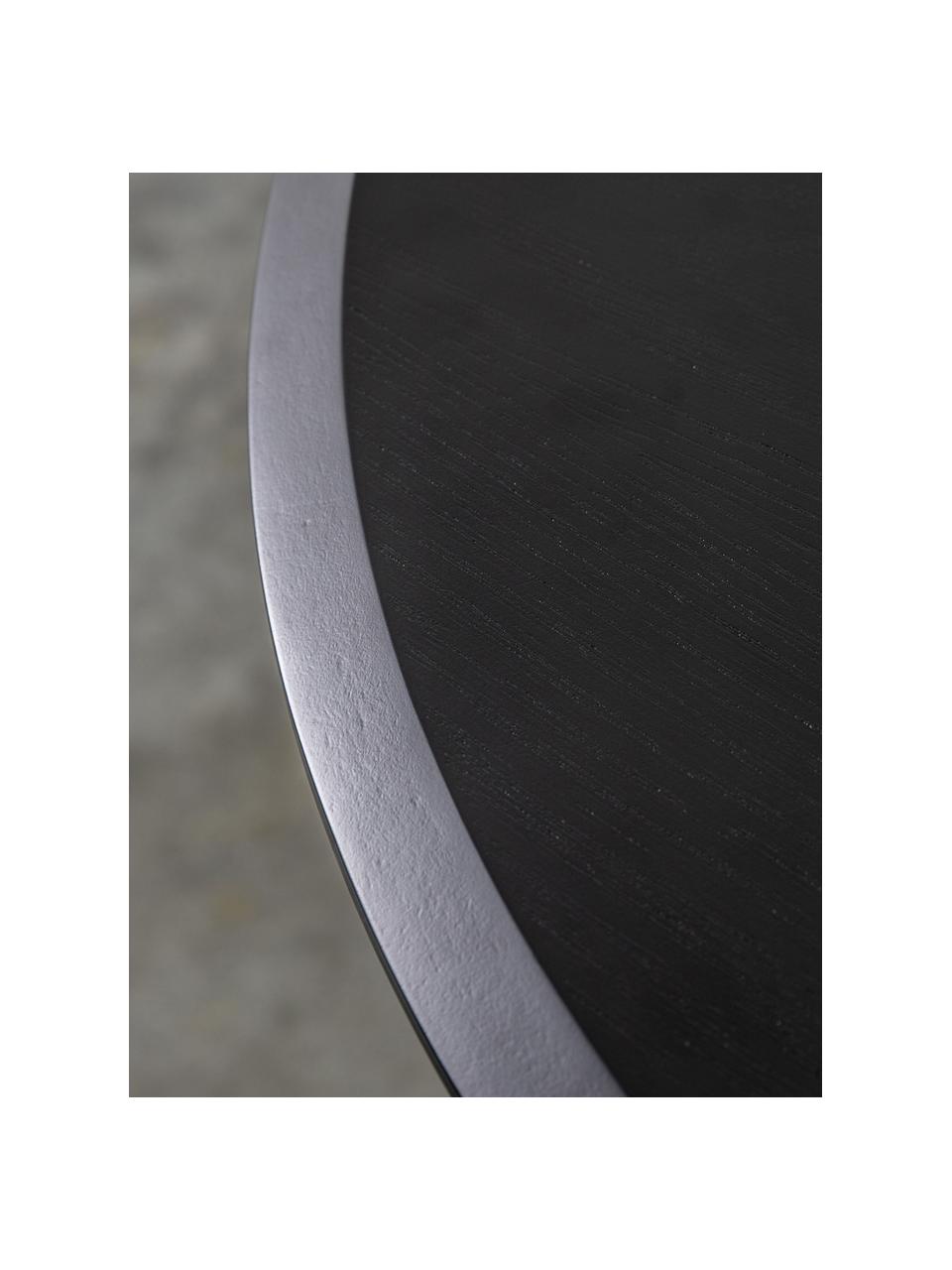 Runder Holz-Esstisch Maddox, Ø 90 cm, Tischplatte: Eichenholzfurnier, Beine: Gummibaumholz, Schwarz, Ø 90 cm