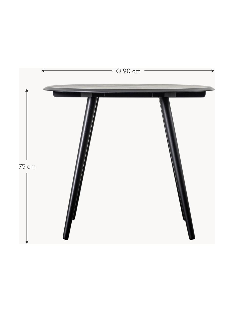 Okrúhly drevený jedálenský stôl Maddox, Ø 90 cm, Čierna, Ø 90 cm