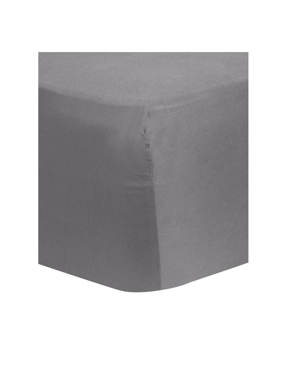 Lenzuolo con angoli topper in raso di cotone Comfort, Grigio scuro, Larg. 180 x Lung. 200 cm