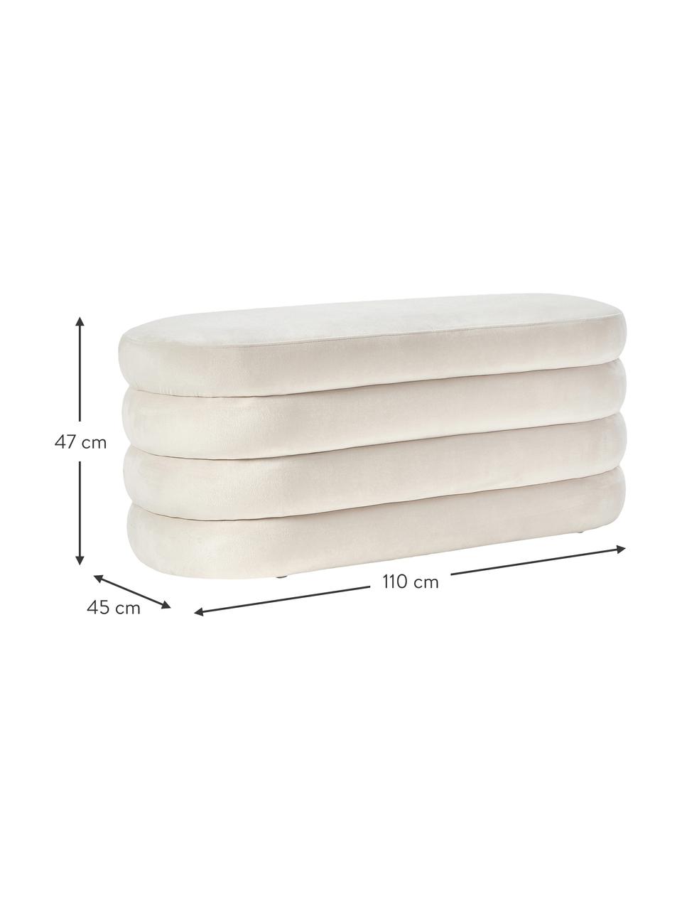 Sametová lavice Alto, Krémově bílá, Š 110 cm, V 47 cm