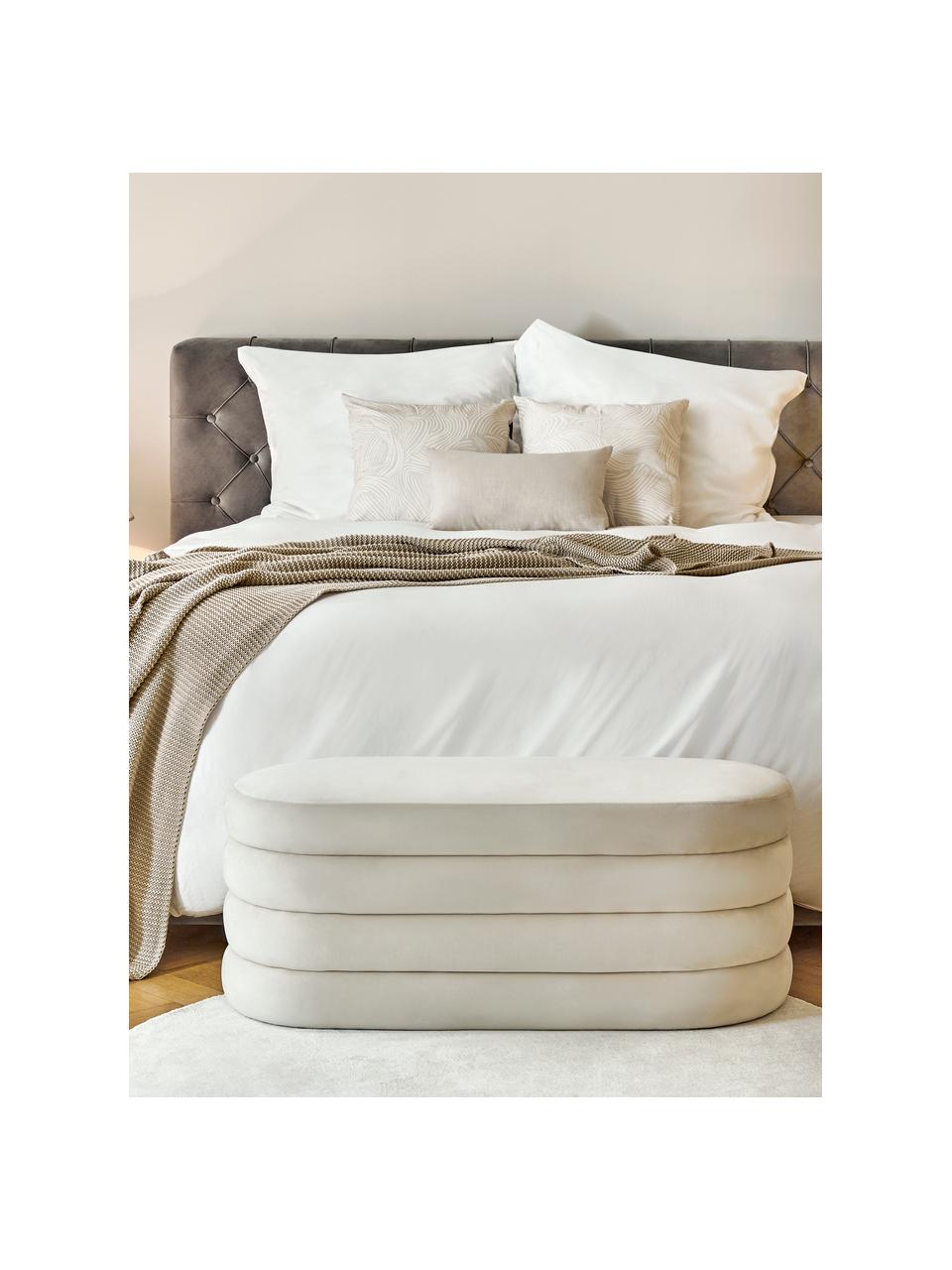Banco de terciopelo Alto, Tapizado: terciopelo (100% poliéste, Estructura: madera de pino maciza, ma, Terciopelo blanco crema, An 110 x Al 47 cm