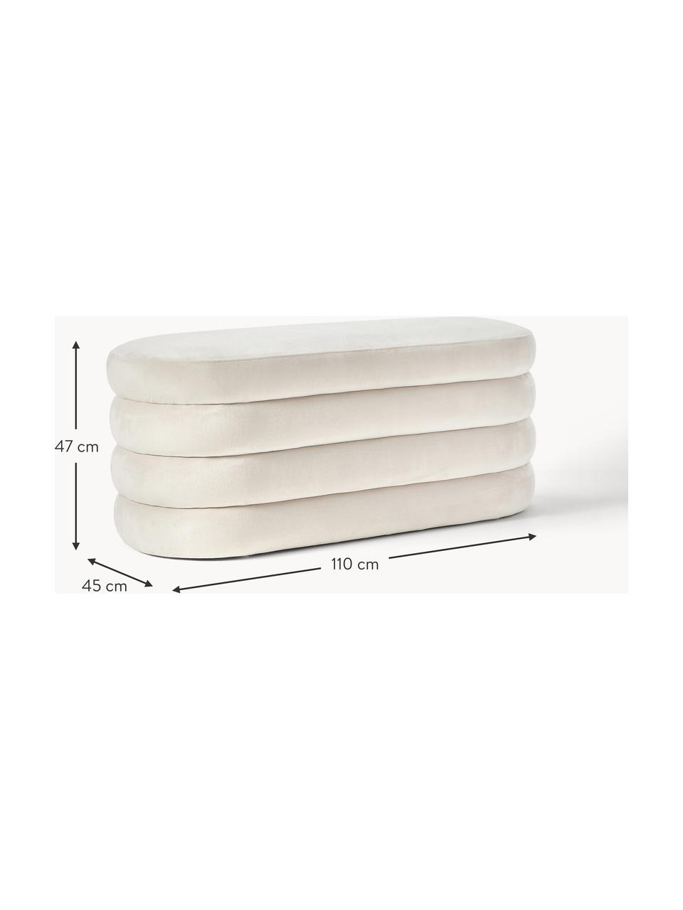 Banco de terciopelo Alto, Tapizado: terciopelo (100% poliéste, Estructura: madera de pino maciza, ma, Terciopelo blanco crema, An 110 x Al 47 cm