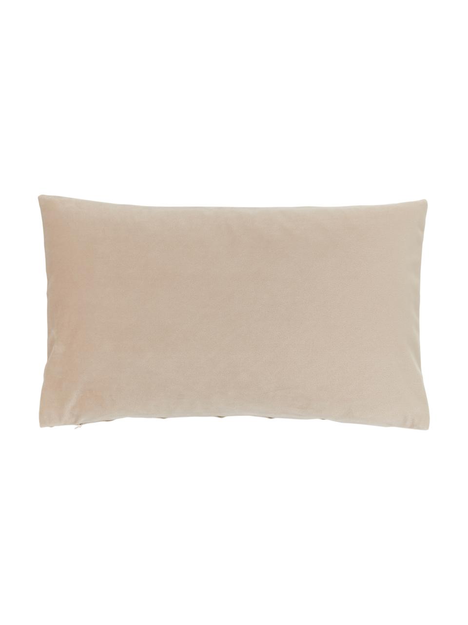 Fluwelen kussenhoes Leyla in champagnekleur met structuurpatroon, Fluweel (100% polyester), Beige, B 30 x L 50 cm