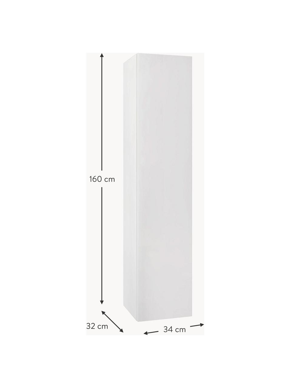 Mueble de baño alto Malmo, 34 cm, Estantes: vidrio, Blanco, An 34 x Al 160 cm