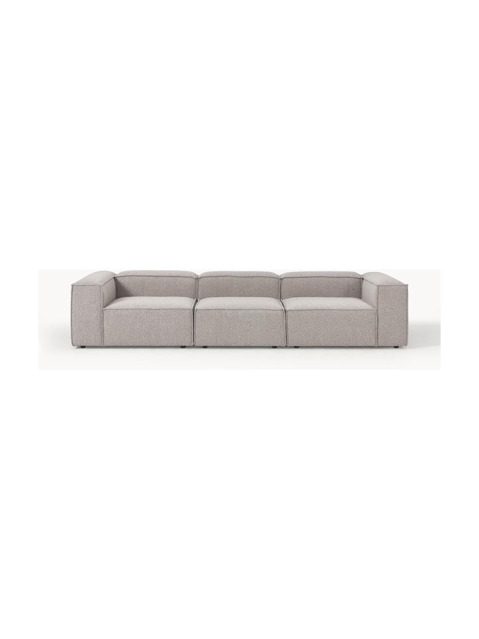 Sofa modułowa Bouclé Lennon (4-osobowa), Tapicerka: Bouclé (100% poliester) D, Stelaż: lite drewno sosnowe, skle, Nogi: tworzywo sztuczne Ten pro, Taupe Bouclé, S 327 x W 119 cm