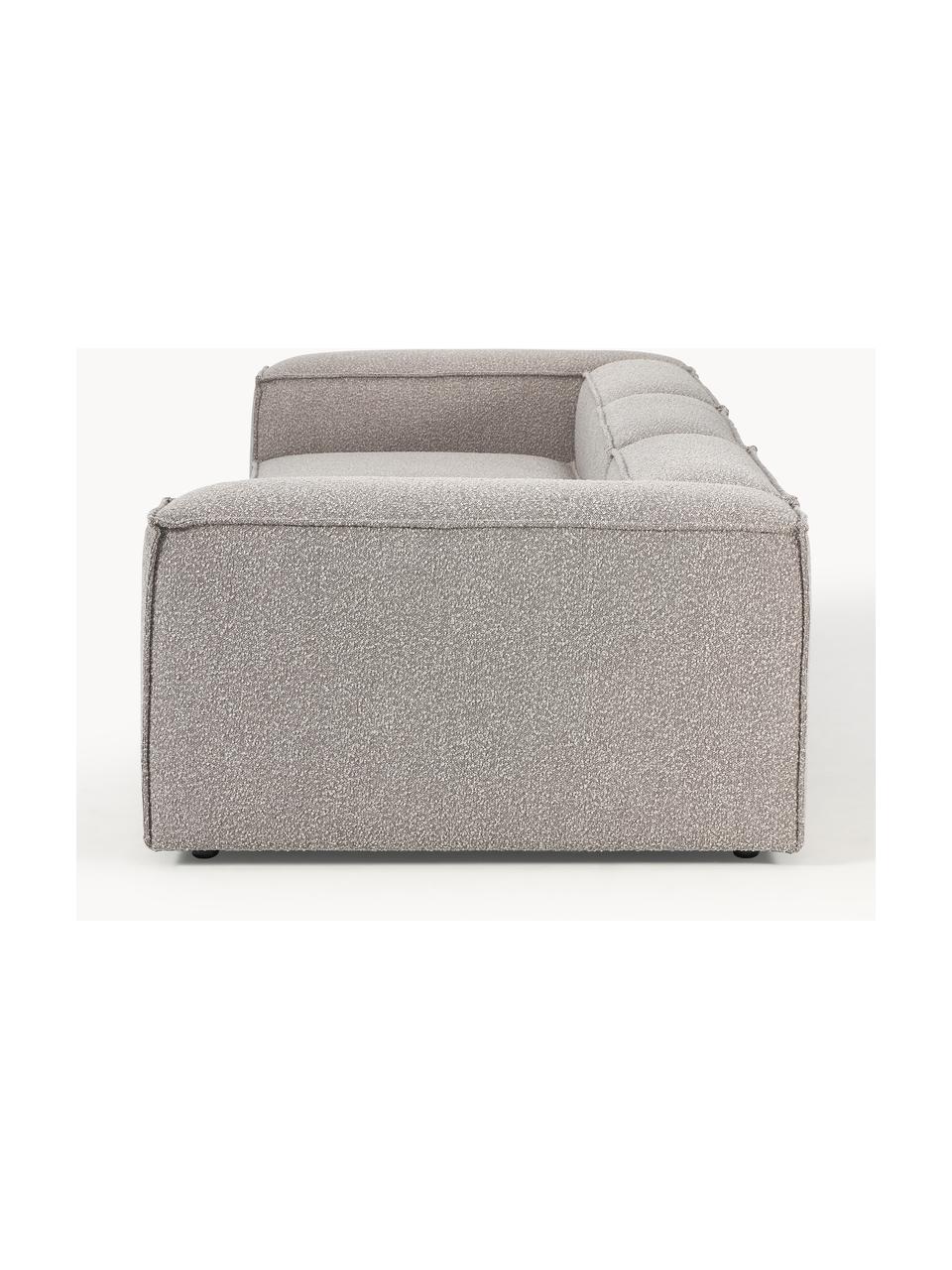 Modulaire bank Lennon (4-zits) uit bouclé, Bekleding: bouclé (100% polyester) M, Frame: massief grenenhout, multi, Poten: kunststof Dit product is , Bouclé taupe, B 327 x D 119 cm