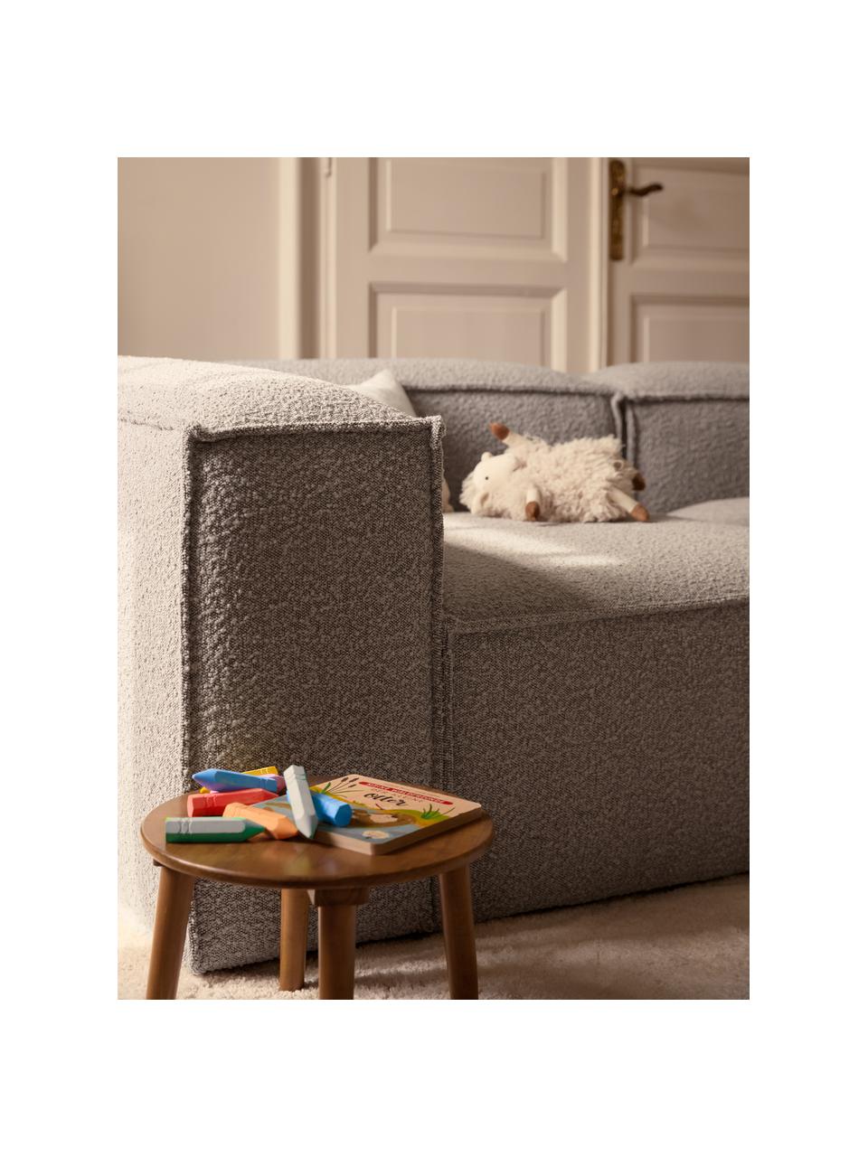 Canapé modulable 4 places en tissu bouclé Lennon, Bouclé gris clair, larg. 327 x prof. 119 cm