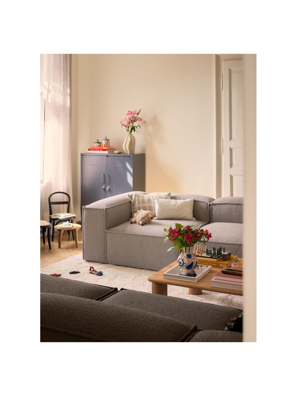 Canapé modulable 4 places en tissu bouclé Lennon, Bouclé gris clair, larg. 327 x prof. 119 cm