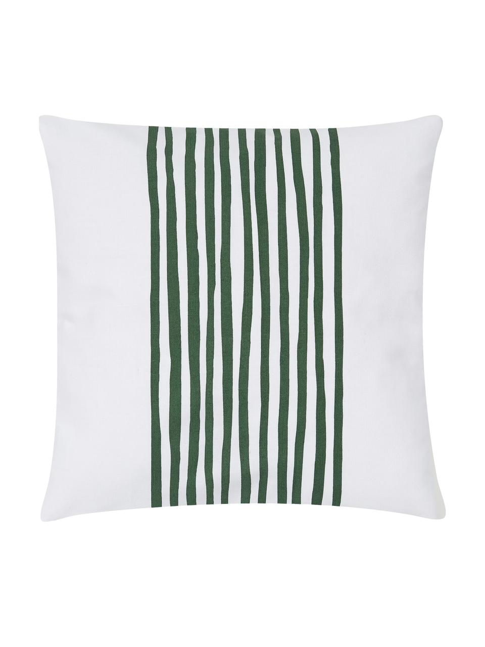 Housse de coussin 40x40 Corey, Blanc, vert foncé