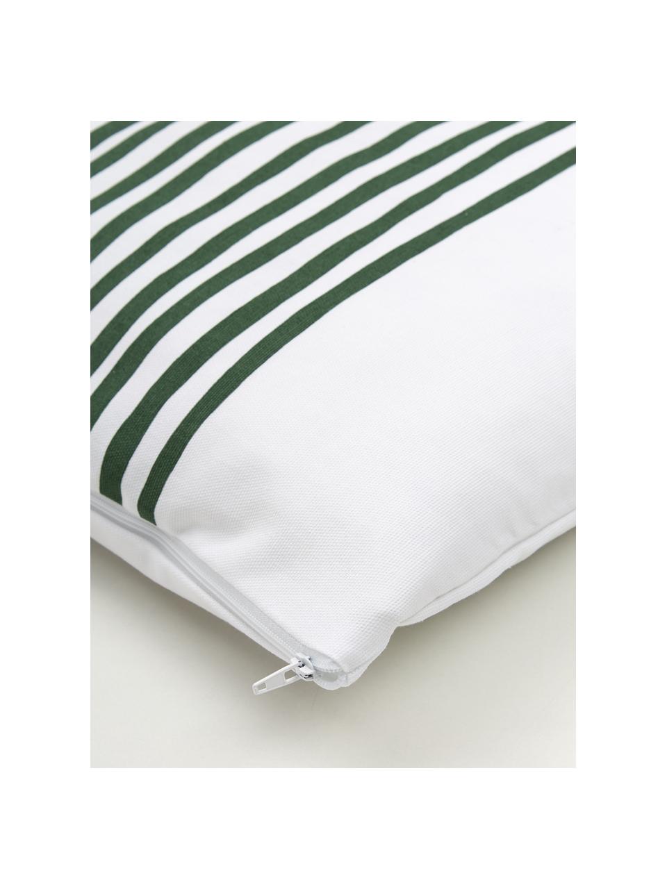 Kissenhülle Corey mit Streifen in Dunkelgrün/Weiß, 100% Baumwolle, Weiß, Dunkelgrün, 40 x 40 cm
