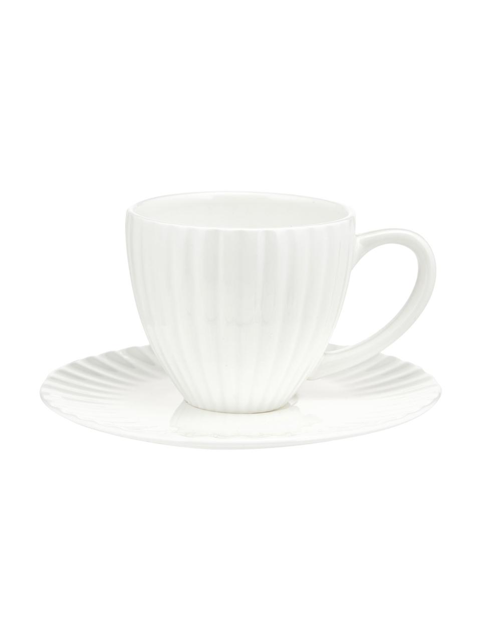 Espressotassen Nala mit Untertassen aus Fine Bone China  mit Rillenrelief, 2 Stück, Fine Bone China (Porzellan)
Fine Bone China ist ein Weichporzellan, das sich besonders durch seinen strahlenden, durchscheinenden Glanz auszeichnet., Weiß, Set mit verschiedenen Größen