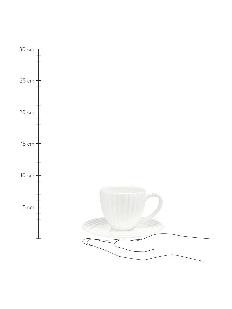 Tazza espresso con piattino in porcellana con rilievo scanalato Nala 2 pz, Fine Bone China (porcellana)
Fine bone china è una porcellana a pasta morbida particolarmente caratterizzata dalla sua lucentezza radiosa e traslucida, Bianco, Ø 7 x Alt. 6 cm