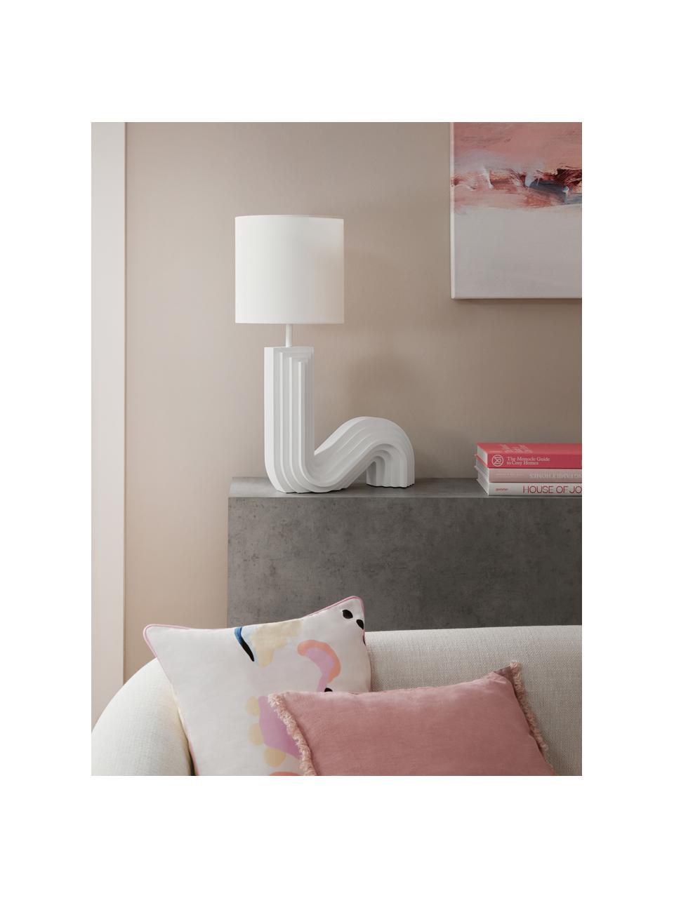 Lámpara de mesa de diseño Luomo, Pantalla: lino, Cable: cubierto en tela, Blanco crudo, An 43 x Al 61 cm