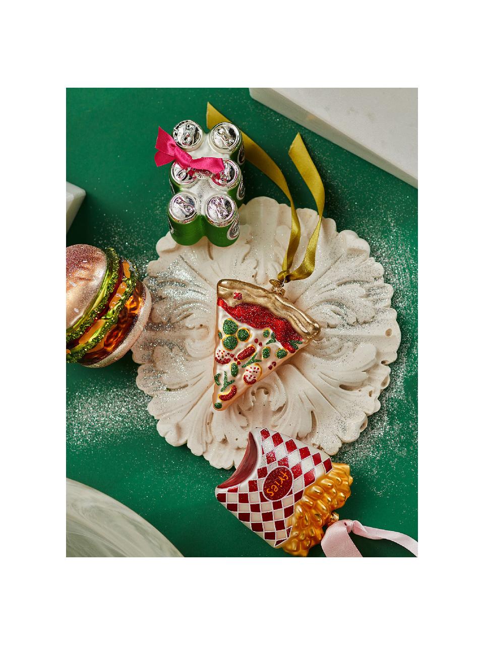 Kerstboomhanger Fries, Glas, Rood, geel, B 9 x H 11 cm