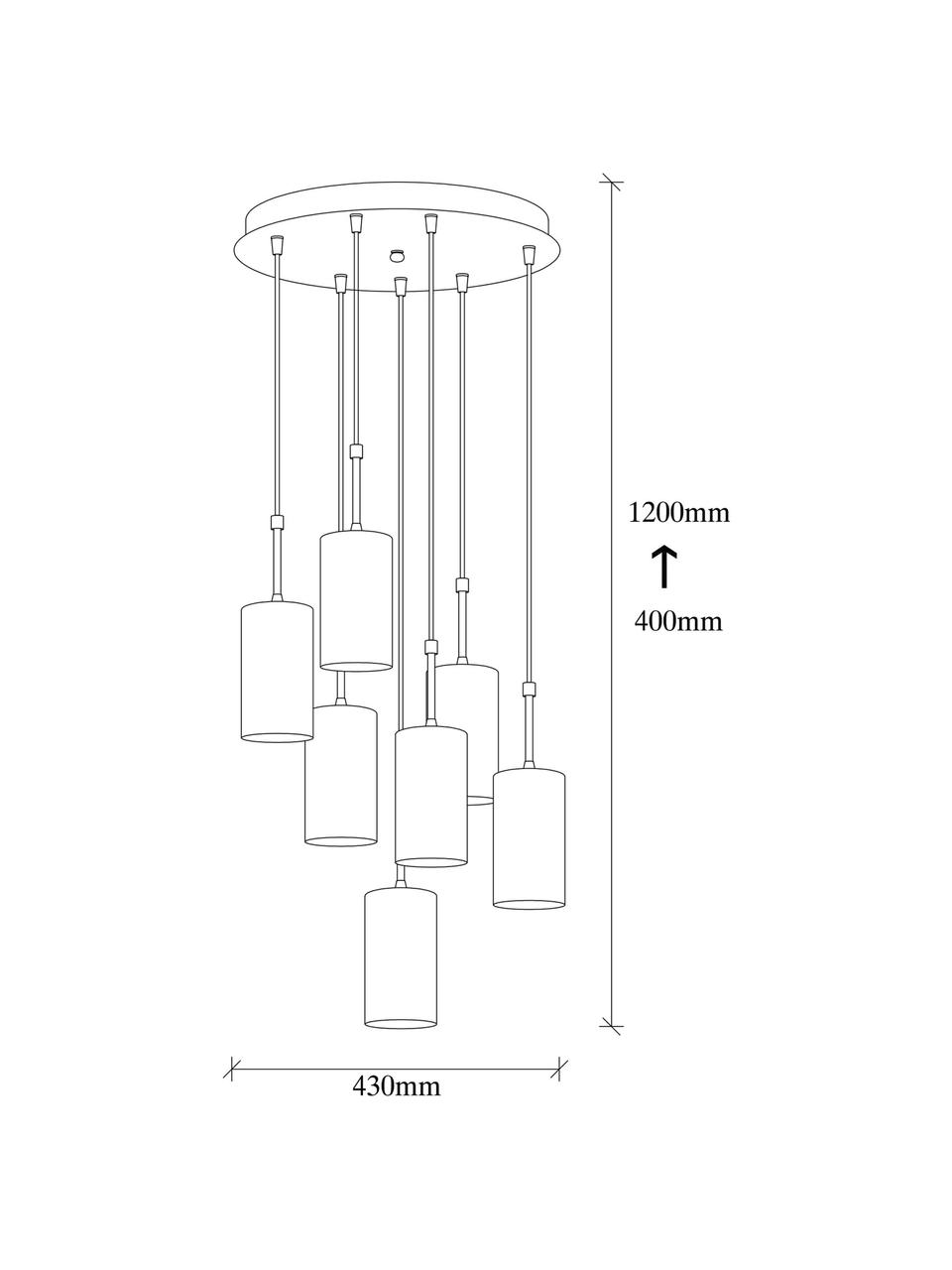 Cluster-hanglamp Kem in messing, Lampenkap: gecoat metaal, Baldakijn: gecoat metaal, Messingkleurig, zwart, Ø 43 x H 120 cm