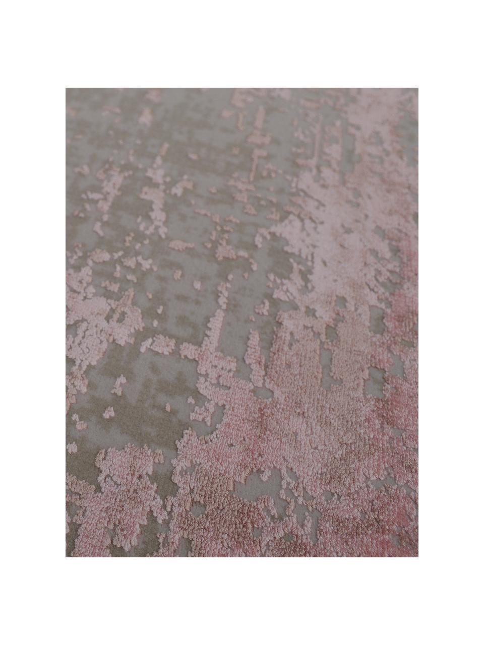 Schimmernder Teppich Cordoba in Rosatönen mit Fransen, Vintage Style, Flor: 70% Acryl, 30% Viskose, Grau, Rosatöne, B 130 x L 190 cm (Größe S)
