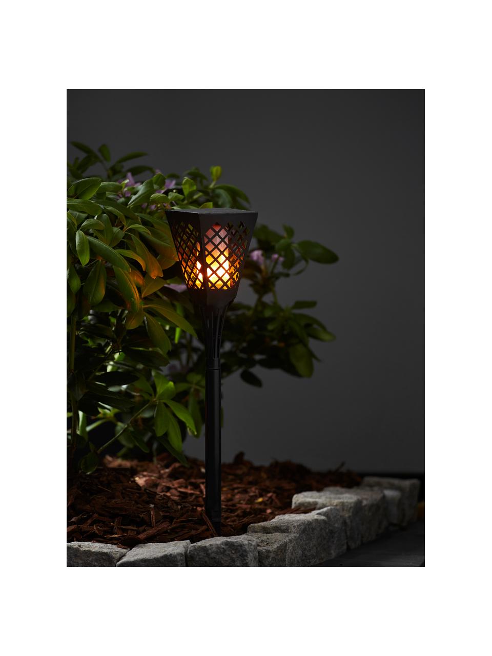 Solar padverlichting Flame met vlammeneffect, Lampenkap: kunststof, Zwart, Ø 12 x H 79 cm