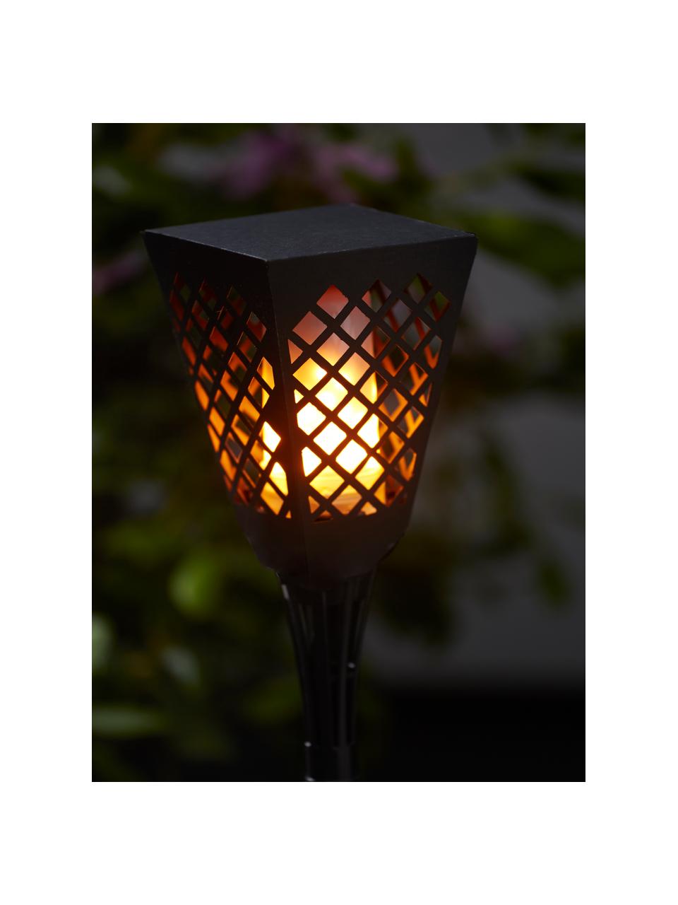 Solar padverlichting Flame met vlammeneffect, Lampenkap: kunststof, Zwart, Ø 12 x H 79 cm