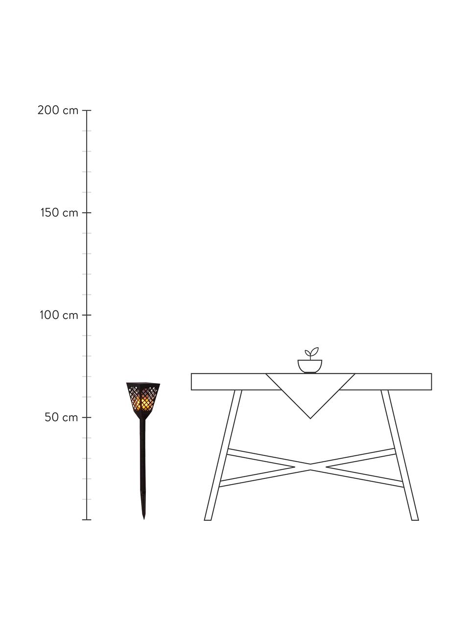 Borne d'éclairage solaire LED à effet flamme Flame, Noir