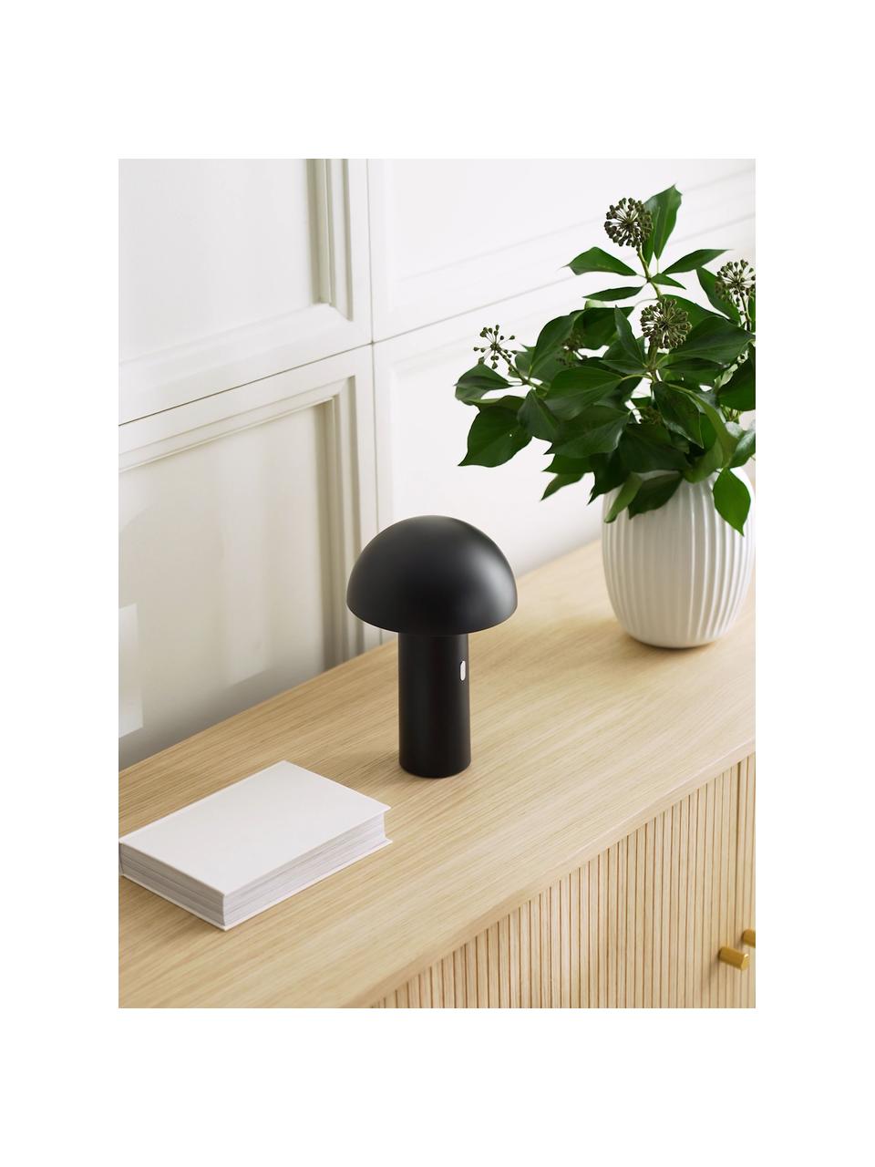 Lámpara de mesa pequeña LED regulable Svamp, portátil, Pantalla: plástico, Negro, Ø 16 x Al 25 cm