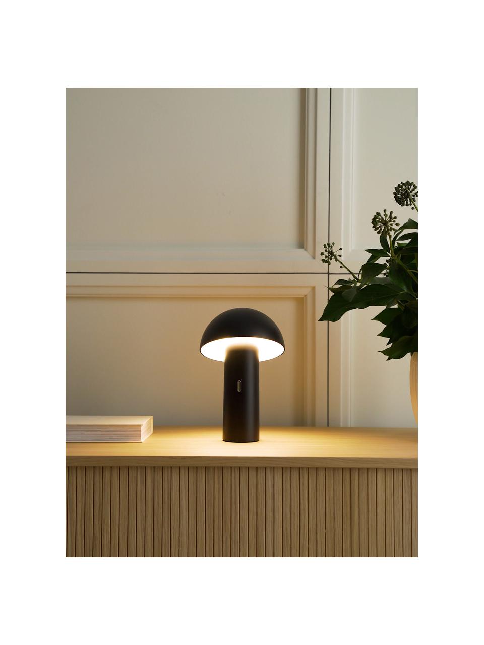 Malá přenosná stmívatelná stolní LED lampa Svamp, Umělá hmota, Černá, Ø 16 cm, V 25 cm