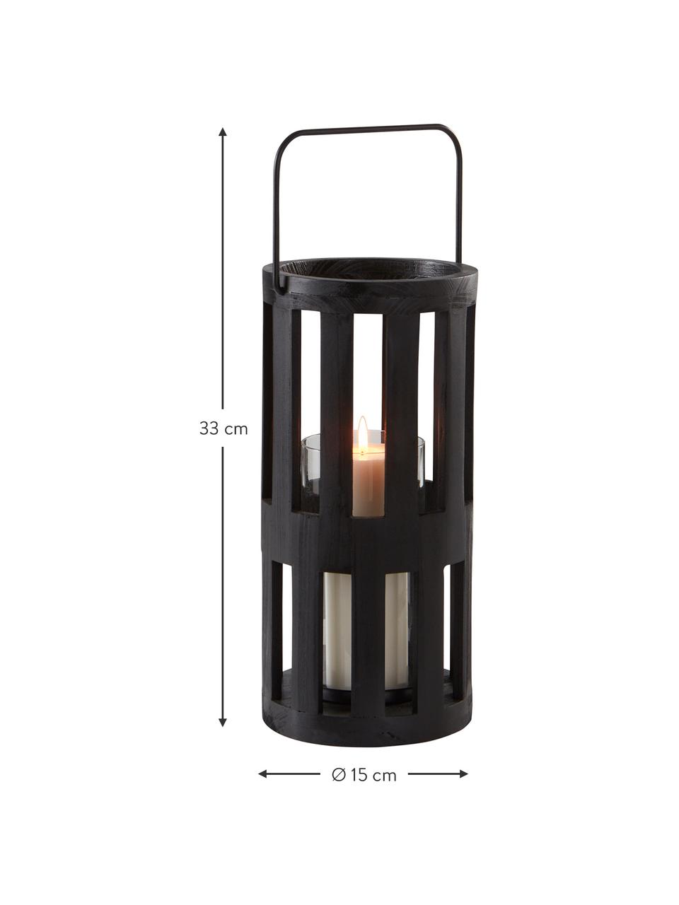Lanterne métal noir Earl, Noir, Ø 15 x haut. 33 cm