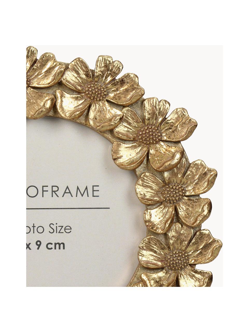 Ręcznie wykonana ramka na zdjęcia Flowers, Odcienie złotego, Ø 14 cm