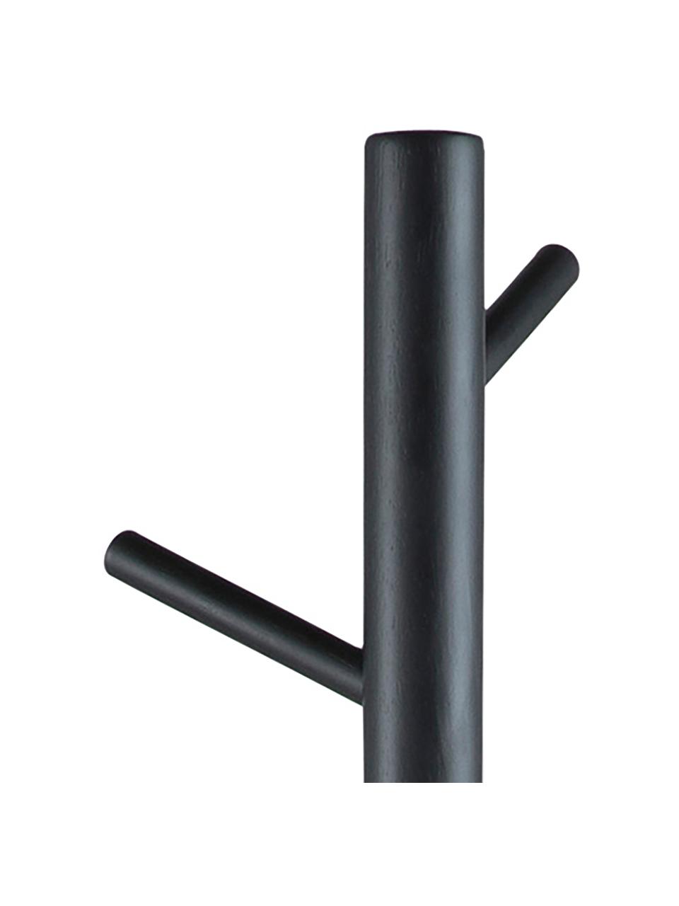 Appendiabiti in legno con 6 ganci Bremen, Caucciù, verniciato, Nero, Larg. 51 x Alt. 176 cm