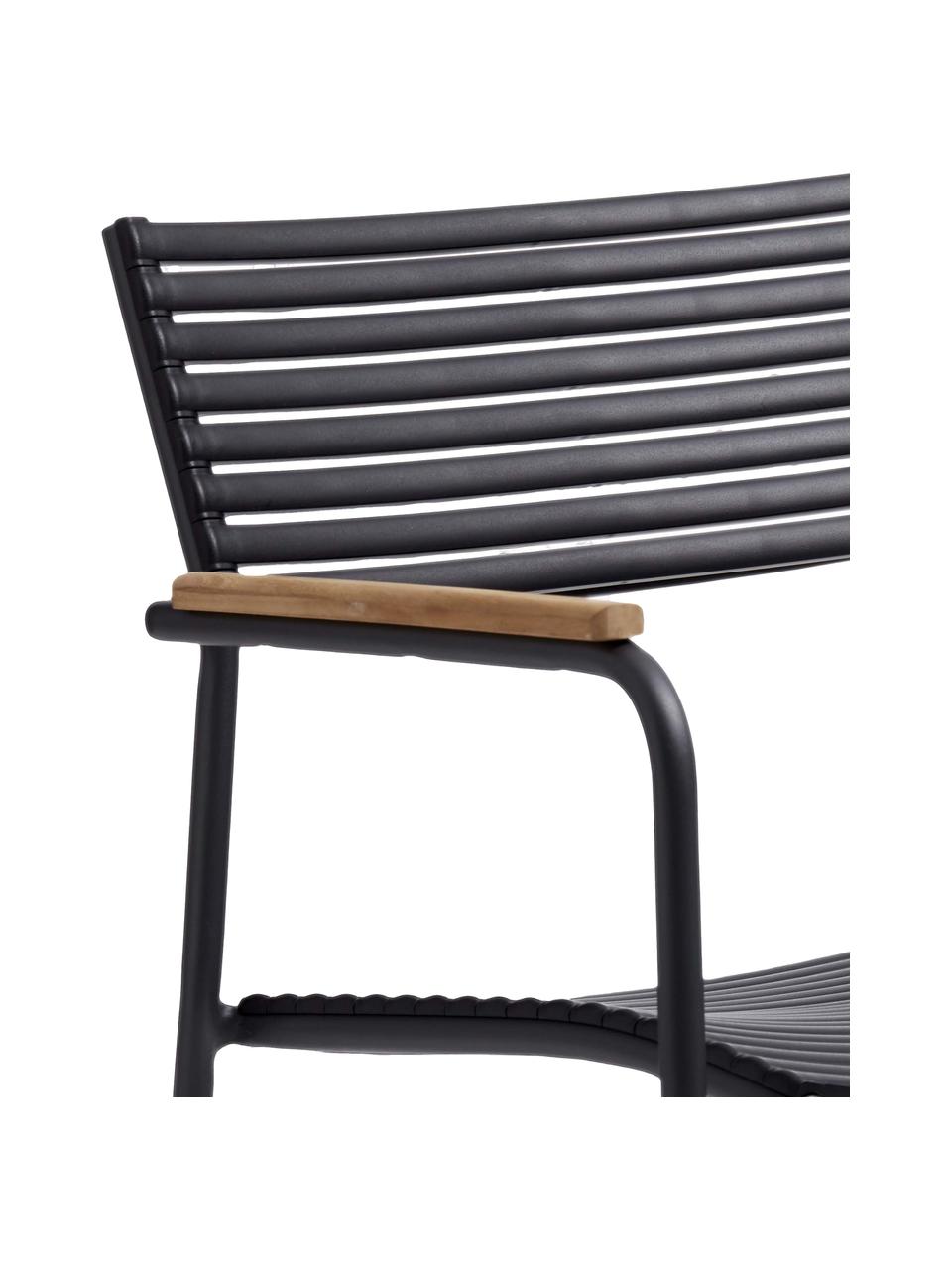 Chaise de jardin à accoudoirs Mood, Noir, bois de teck, larg. 60 x prof. 56 cm