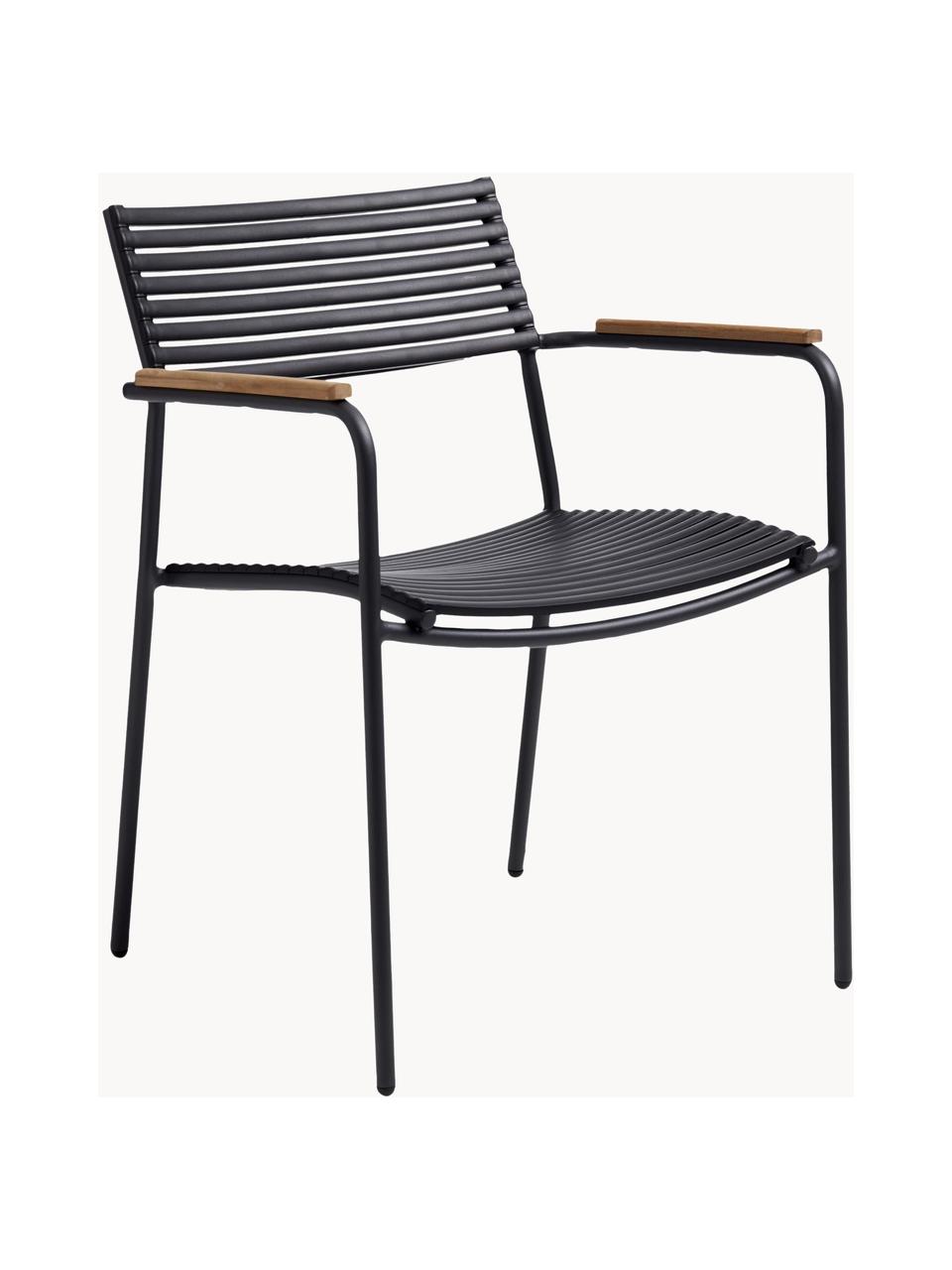 Chaise de jardin à accoudoirs Mood, Noir, larg. 60 x prof. 56 cm