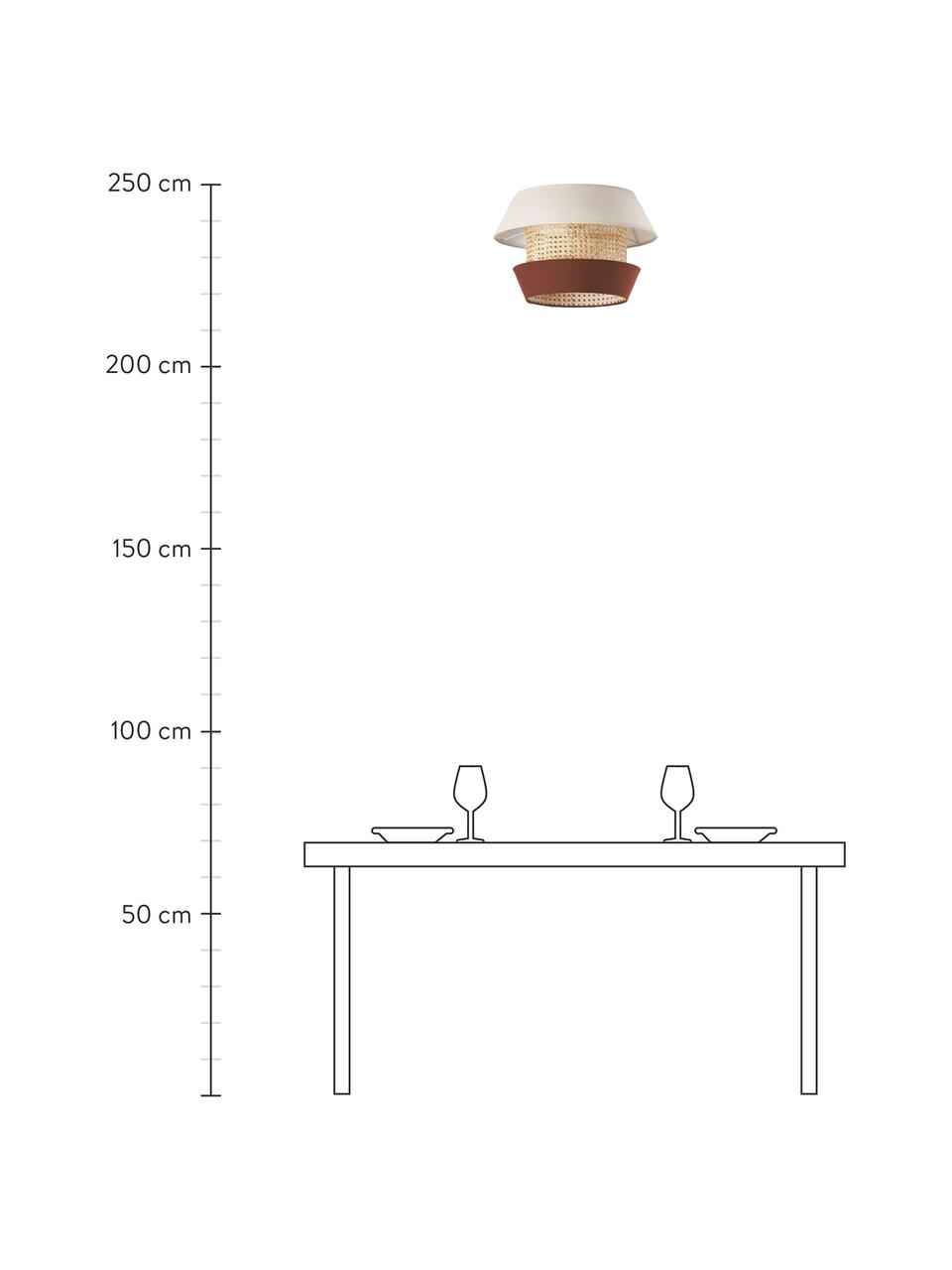 Plafonnier en cannage Klea, Beige clair, brun, Ø 45 x haut. 30 cm