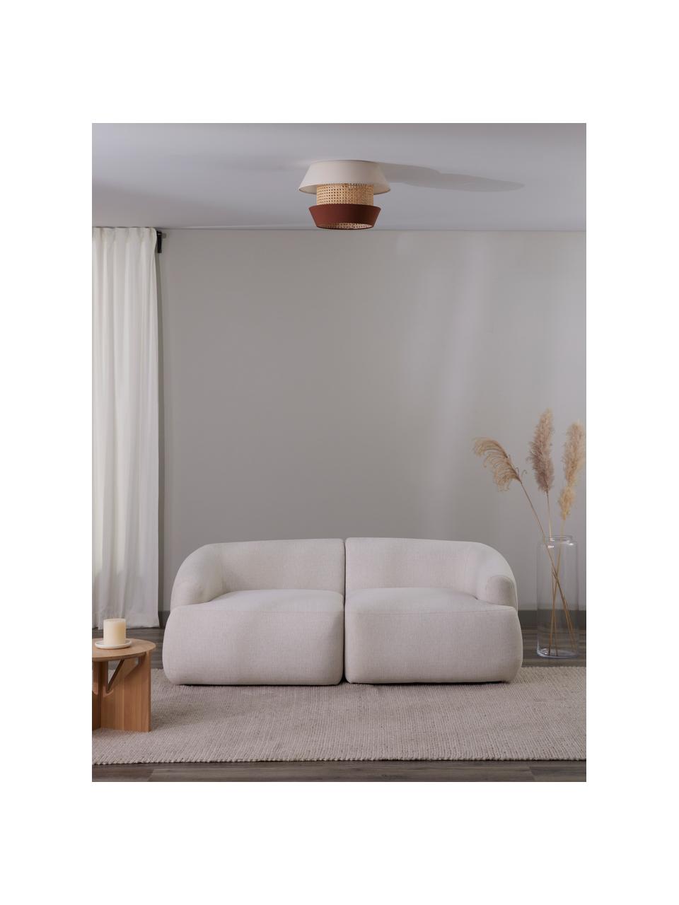 Deckenleuchte Klea aus Wiener Geflecht, Lampenschirm: Bambus, Textil, Baldachin: Metall, pulverbeschichtet, Hellbeige, Braun, Ø 45 x H 30 cm