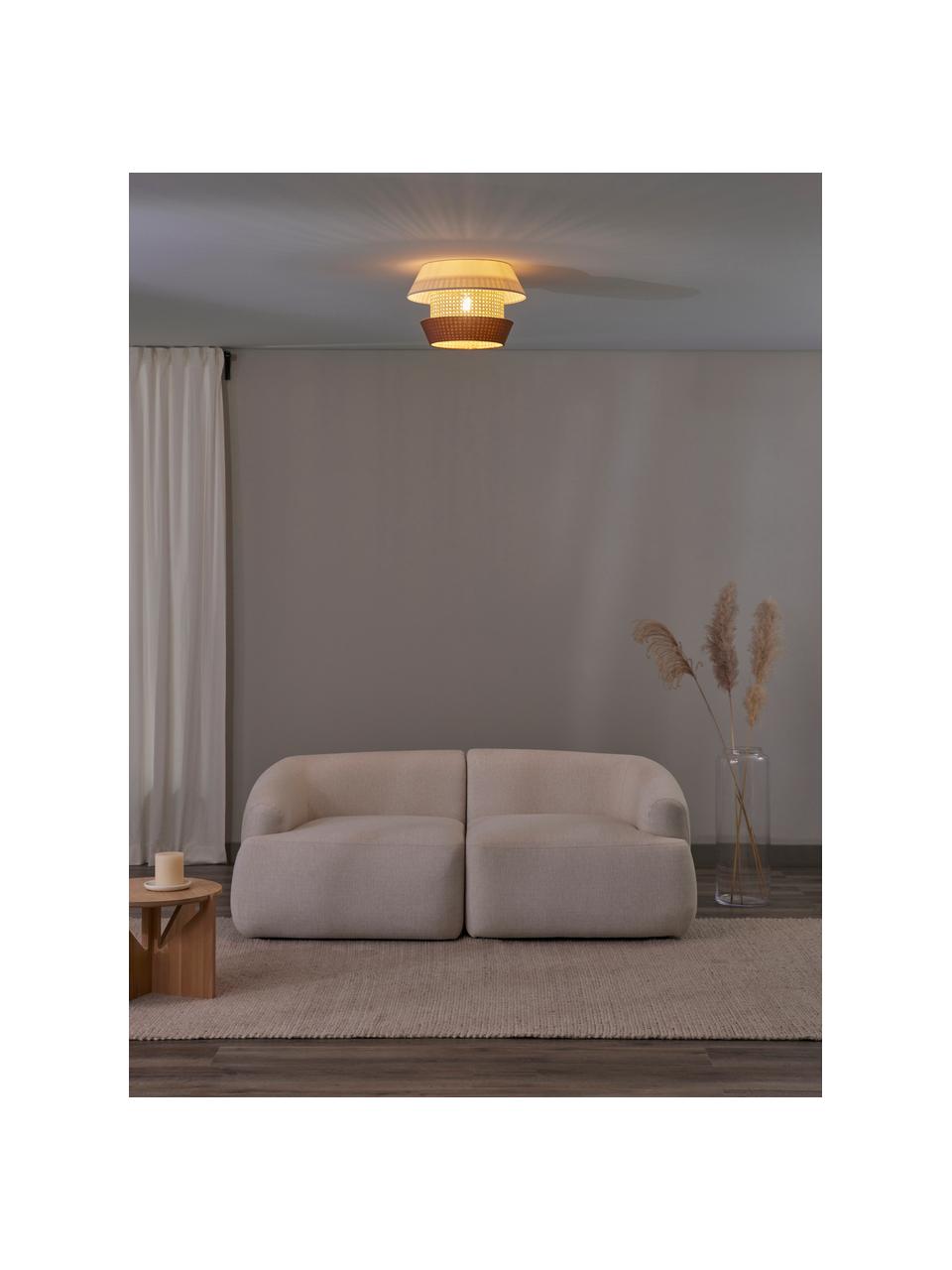 Plafondlamp Klea van Weens vlechtwerk, Lampenkap: bamboe, textiel, Lichtbeige, bruin, B 45 x H 30 cm