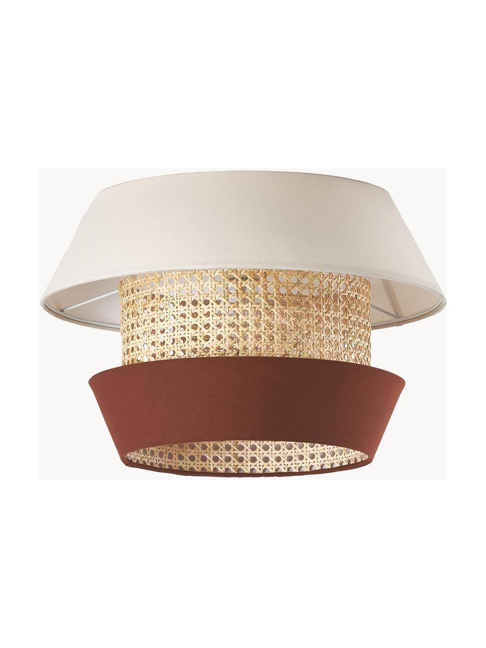 Lampada da soffitto in intreccio viennese Klea, Paralume: bambù, tessuto, Baldacchino: metallo verniciato a polv, Beige chiaro, marrone, Ø 45 x Alt. 30 cm