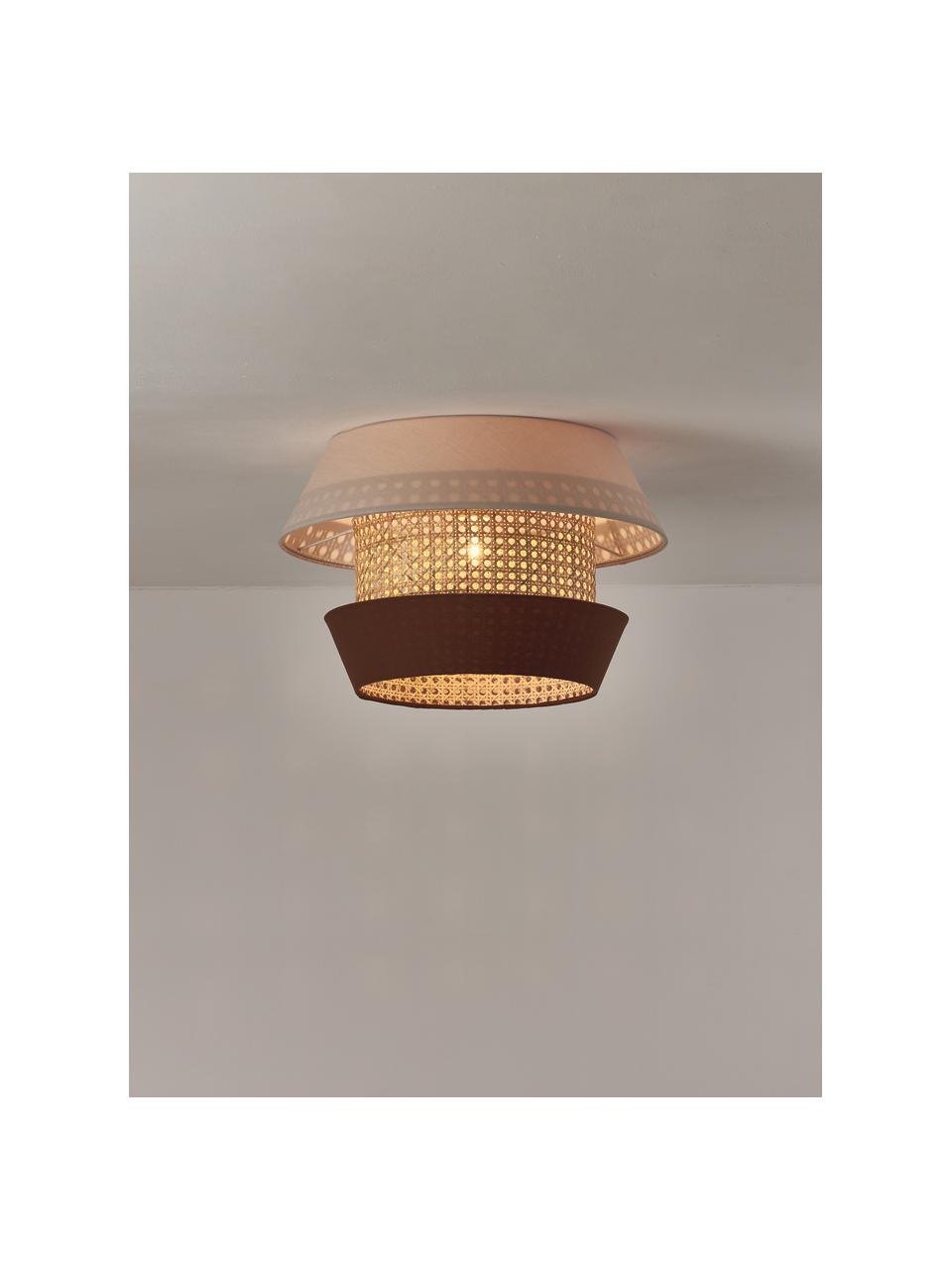 Plafondlamp Klea van Weens vlechtwerk, Lampenkap: bamboe, textiel, Lichtbeige, bruin, B 45 x H 30 cm