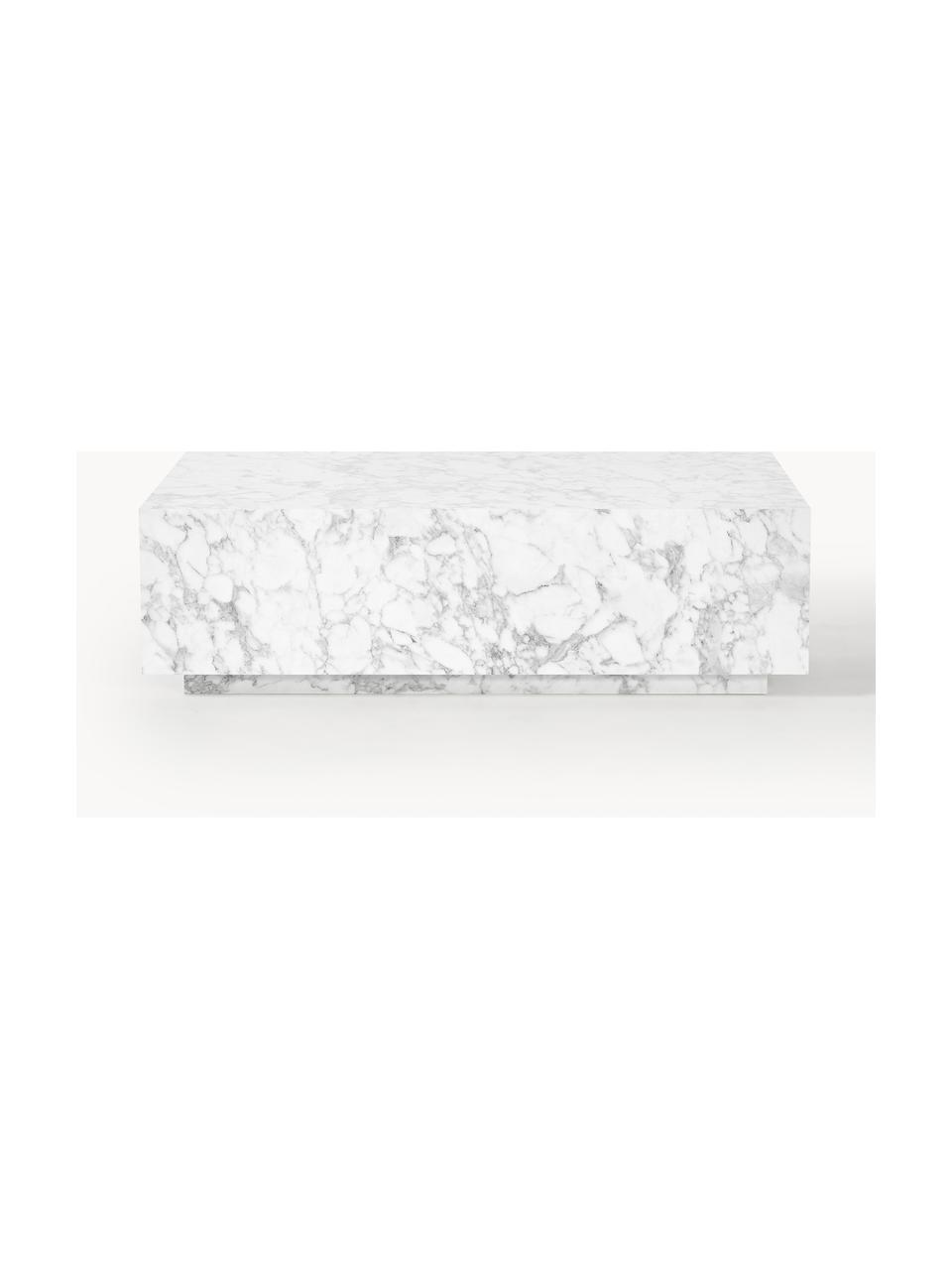 Couchtisch Lesley in Marmor-Optik, Mitteldichte Holzfaserplatte (MDF) mit Melaminfolie überzogen, Marmor-Optik Weiß, glänzend, B 120 x T 75 cm