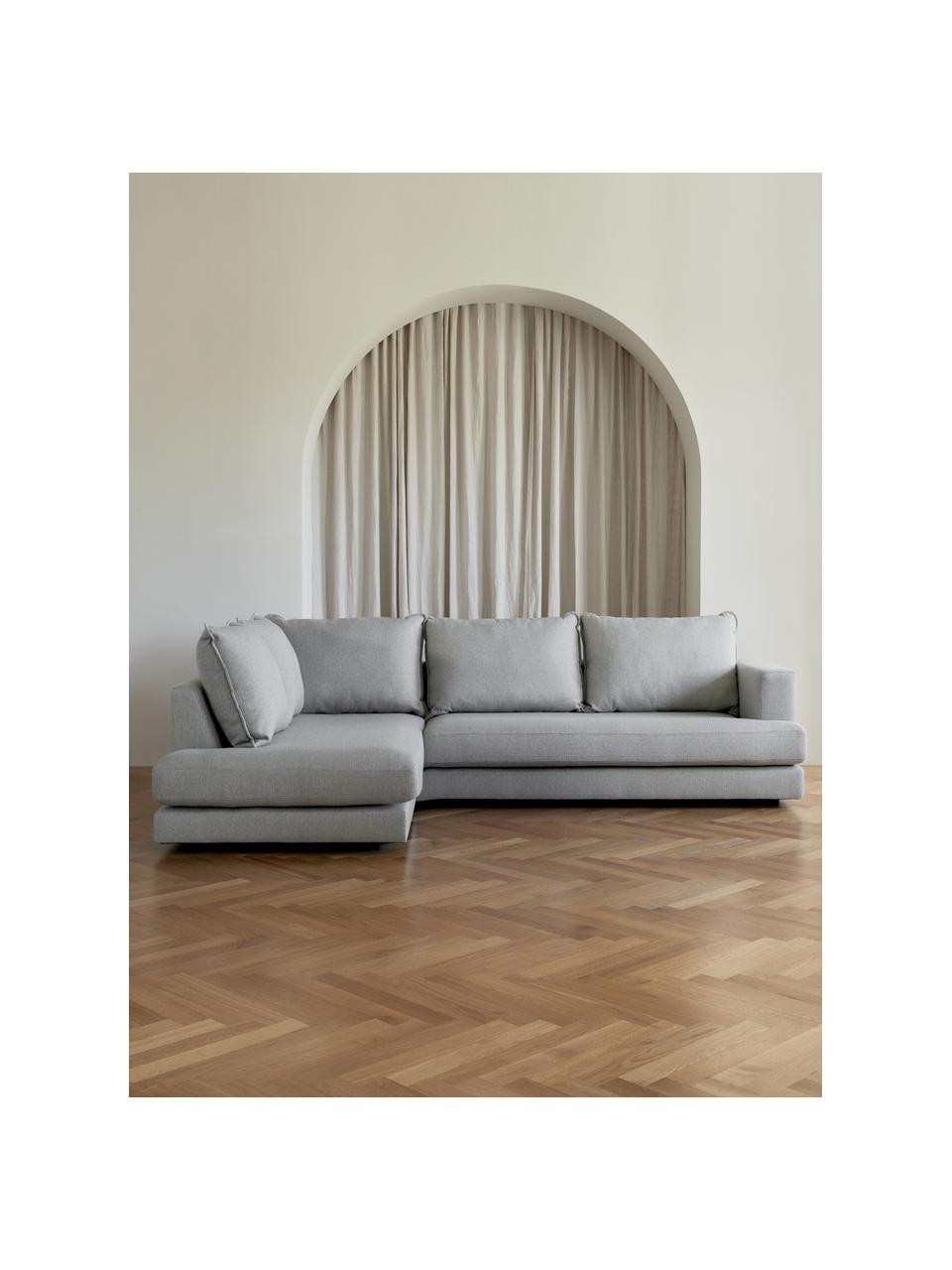 Ecksofa Tribeca, Bezug: 100 % Polyester Der hochw, Sitzfläche: Schaumpolster, Fasermater, Gestell: Massives Kiefernholz, Füße: Massives Buchenholz, lack, Webstoff Taupe, B 274 x T 192 cm, Eckteil rechts