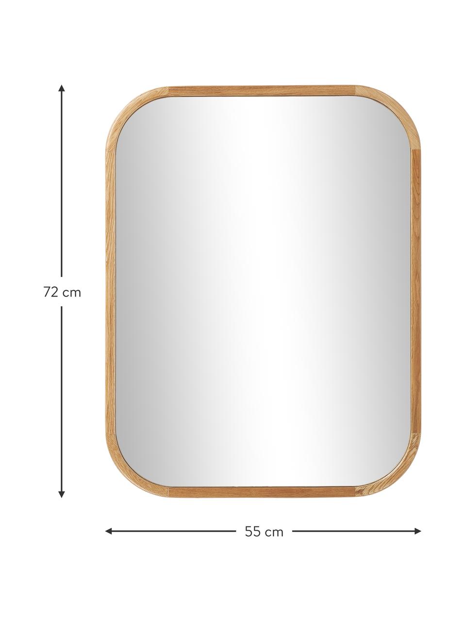 Specchio da parete angolare con cornice in rovere Levan, Cornice: legno di quercia, certifi, Superficie dello specchio: lastra di vetro, Legno di quercia, Larg. 55 x Alt. 72 cm
