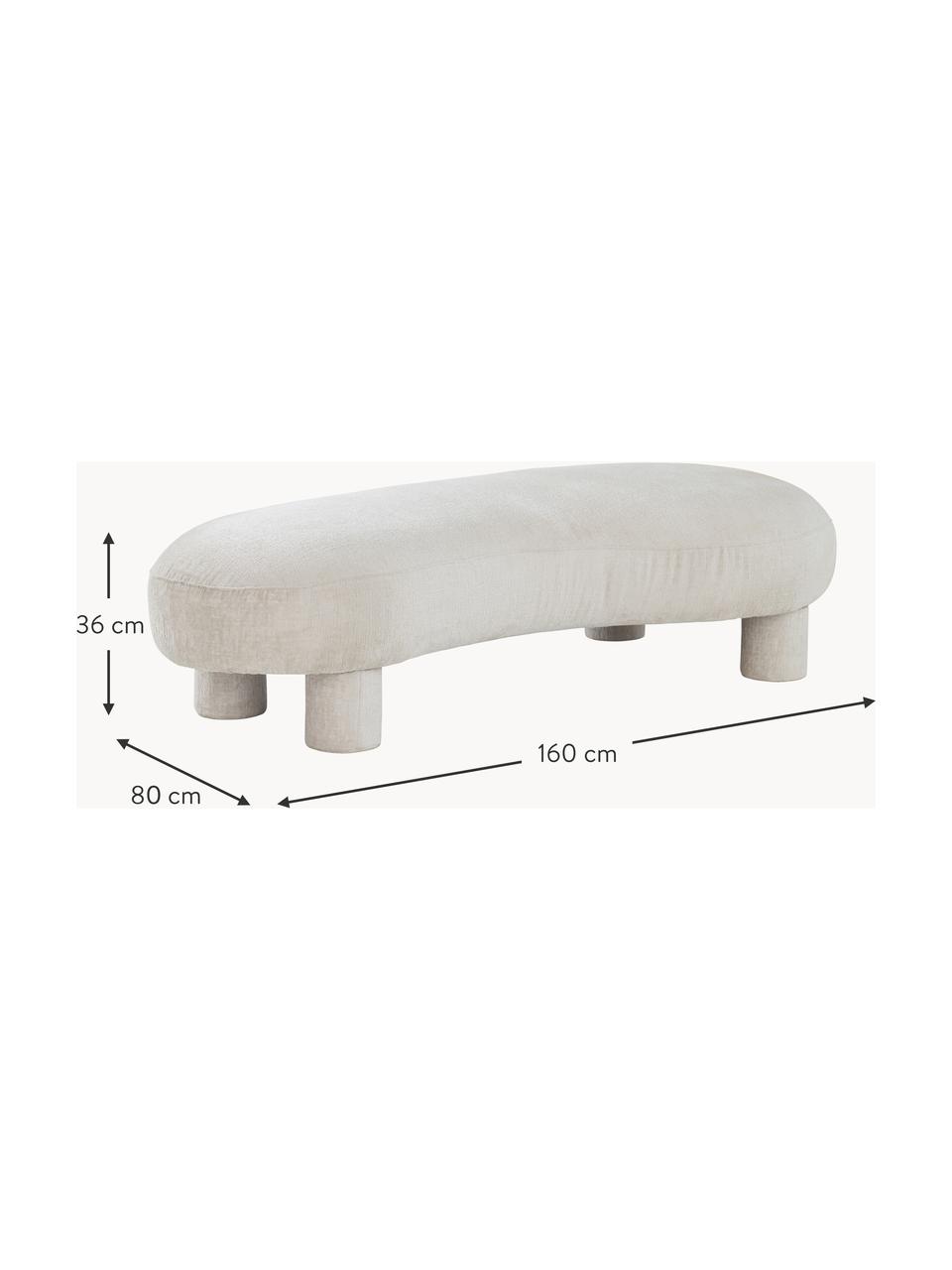 Banquette en velours Coconina, Velours blanc crème, larg. 160 x prof. 80 cm