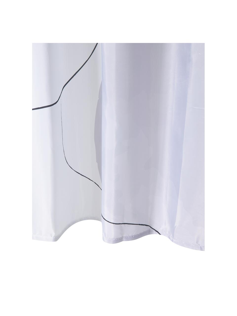Sprchový závěs s kresbou jedním tahem Face, 100 % polyester, Růžová, bílá, šedá, černá, Š 180 cm, D 200 cm