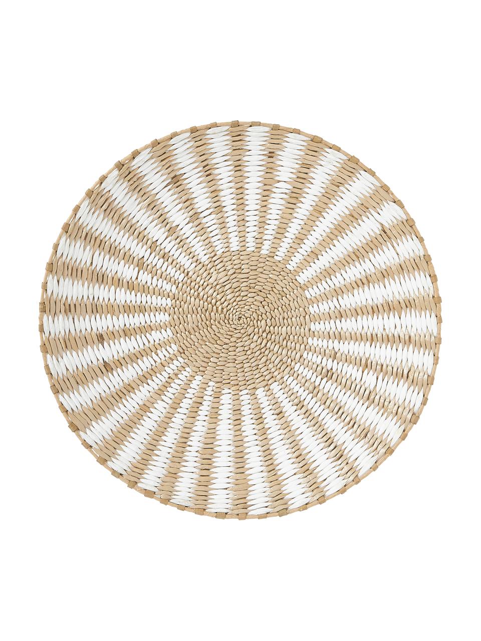 Set 3 oggetti da parete Tilda, Metallo, fibra naturale, carta, Bianco, beige, Set in varie misure