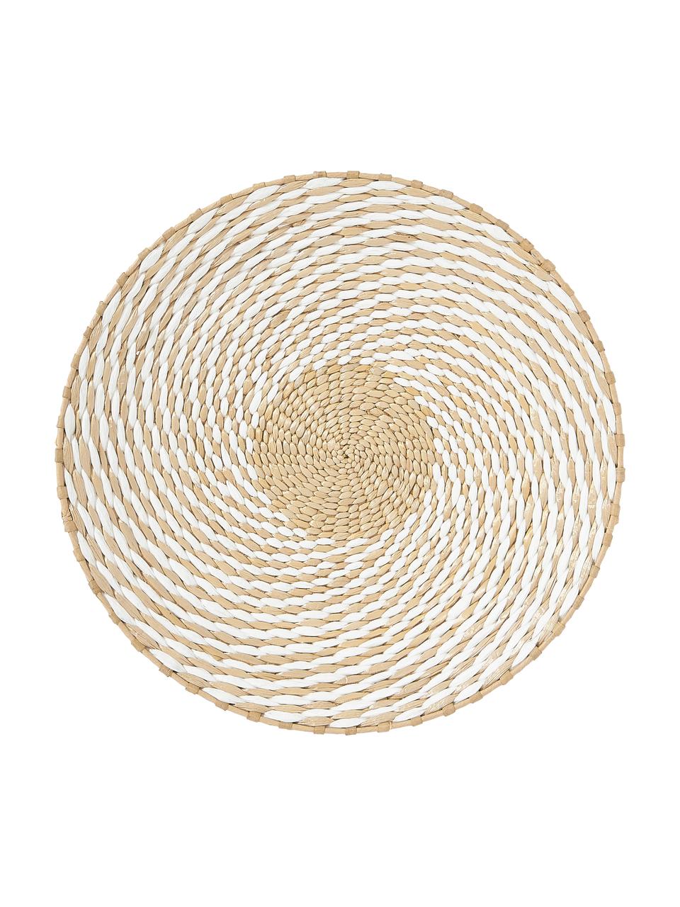 Wandobjectenset Tilda, 3-delig, Metaal, natuurlijke vezels, papier, Wit, beige, Set met verschillende formaten