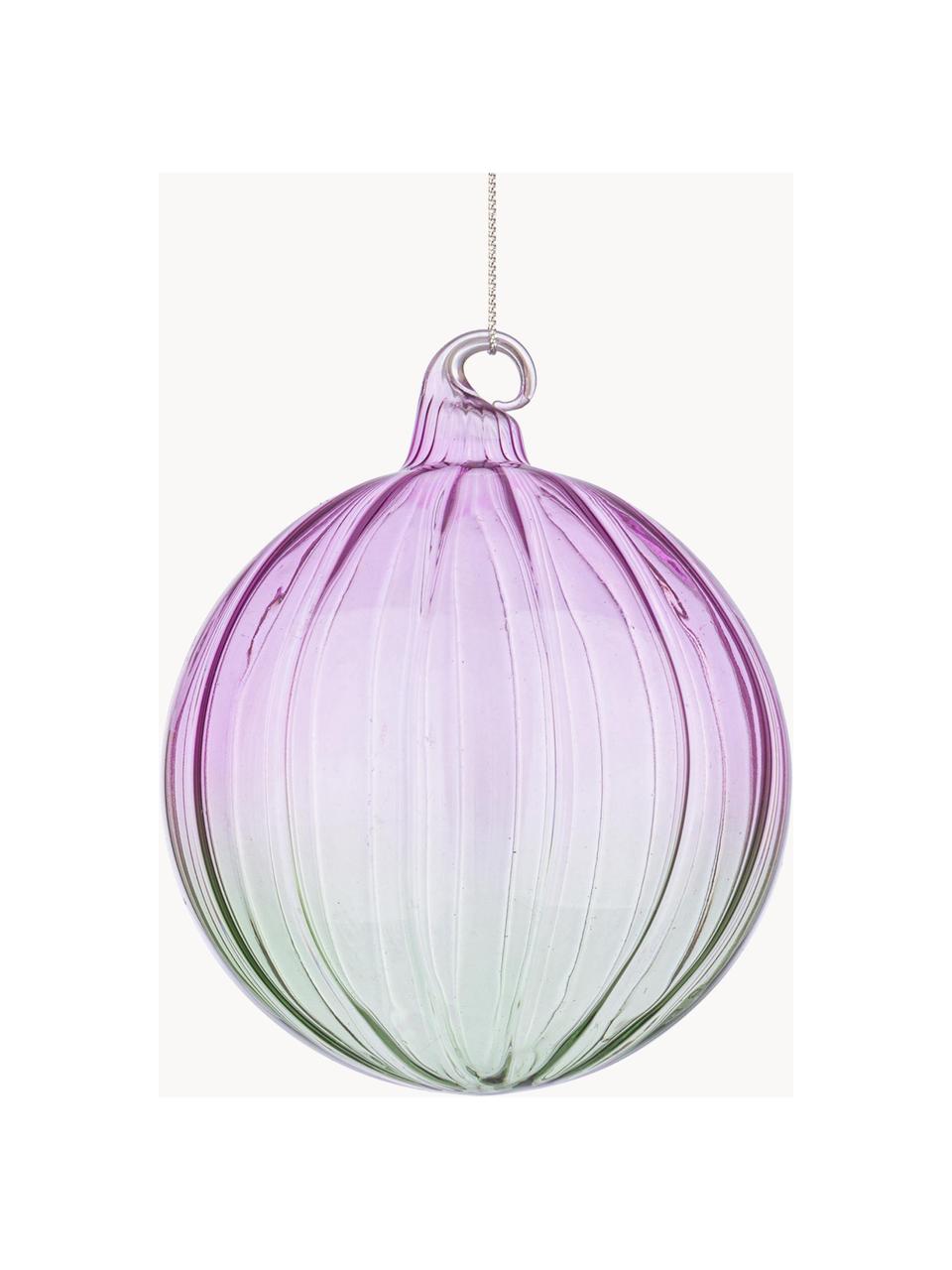 Palline albero di Natale Slab, varie misure, Vetro, Lavanda, verde chiaro, trasparente, Ø 10 x Alt. 10 cm, 8 pz