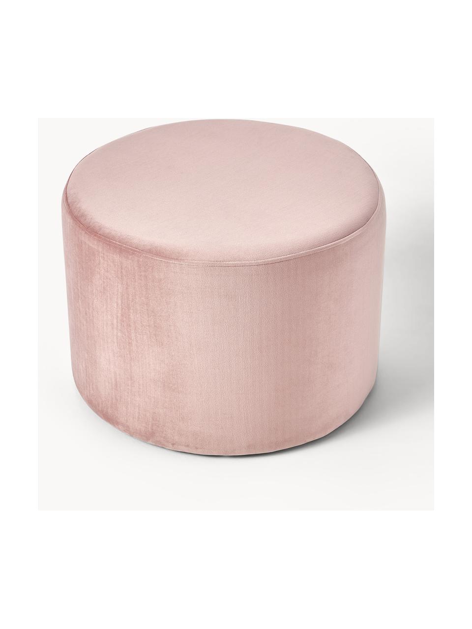 Pouf en velours Daisy, Velours rose pâle, Ø 54 x haut. 38 cm